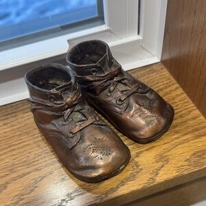 Vintage Brown brass like vintage baby shoes